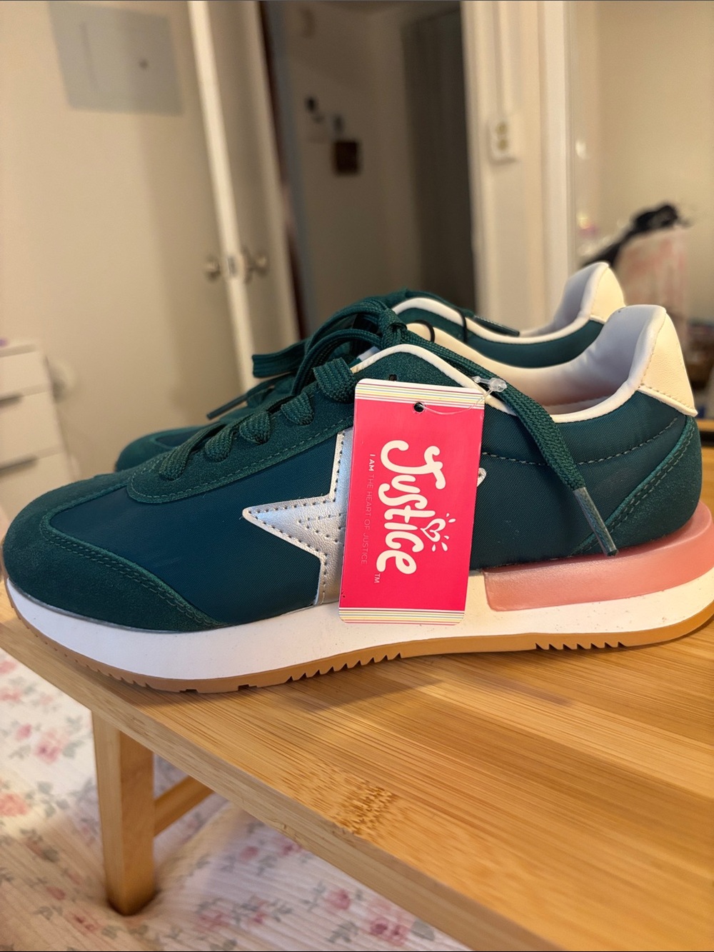 Justice Girls Teal Lace-Up Athletic Sneakers